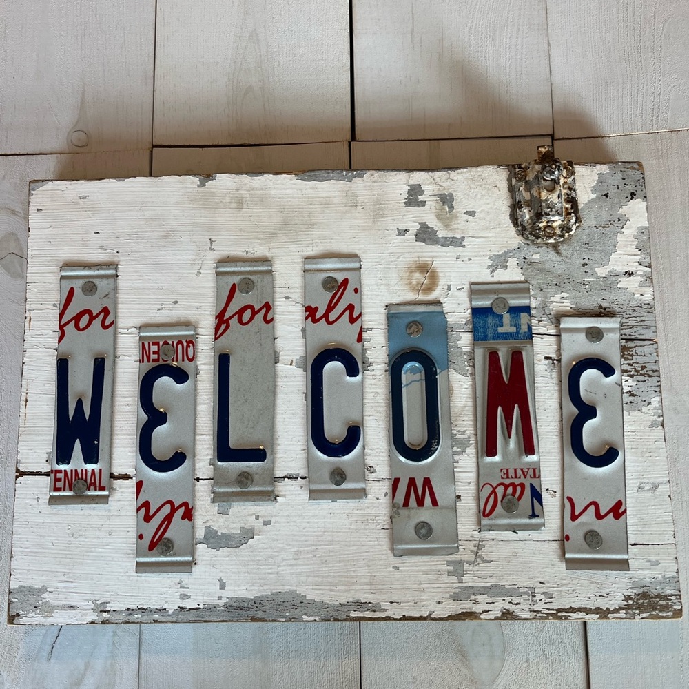 Vintage License Plate Welcome Sign Art
